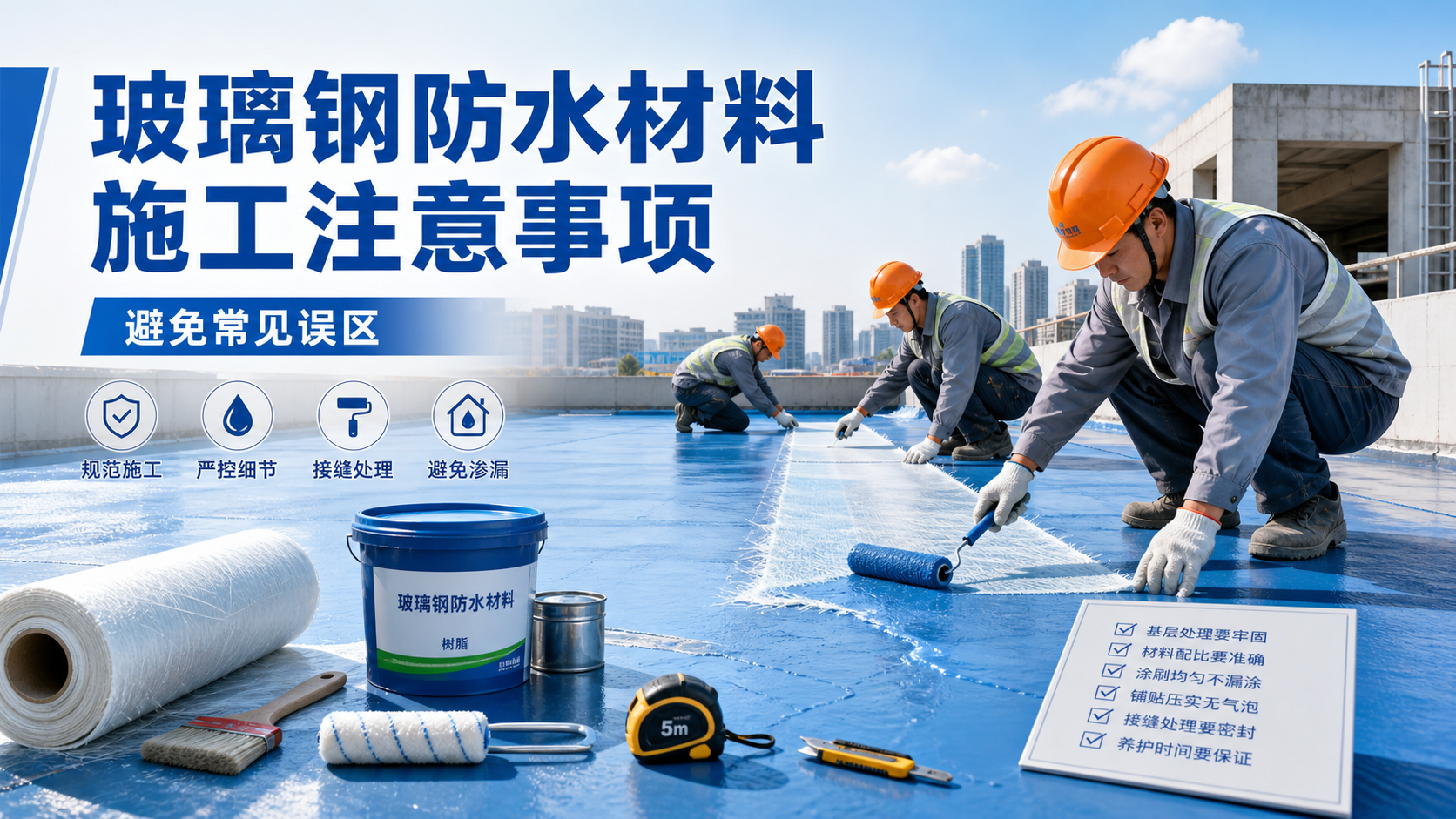 玻璃钢防水材料施工注意事项,避免常见误区 呼伦贝尔 版